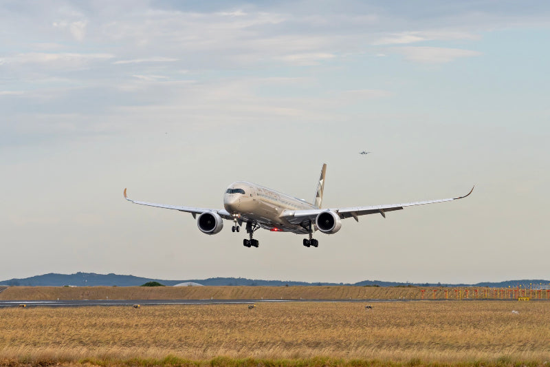 Etihad aircraft landing at Sydney Airport