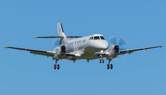 FlyPelican Jetstream 41 landing at Newcastle Williamtown Airport