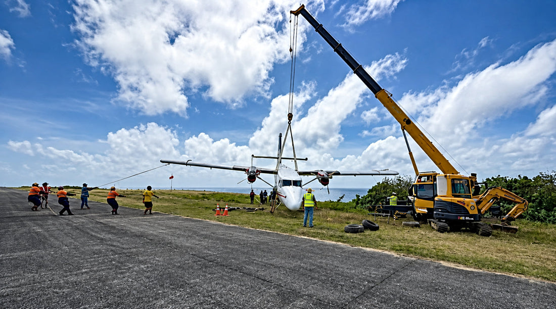 Samoa Airways Twin Otter 5W-FAY getting lifted from  Fitiuta Runway Excursion