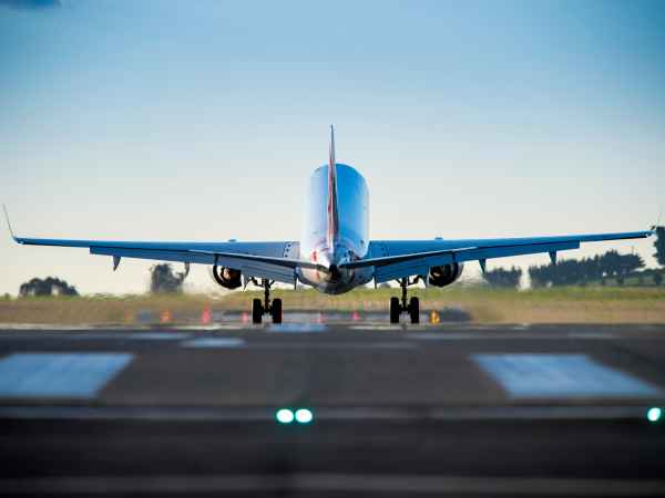 Aero South Pacific. Aircraft taking off from Launceston Airport