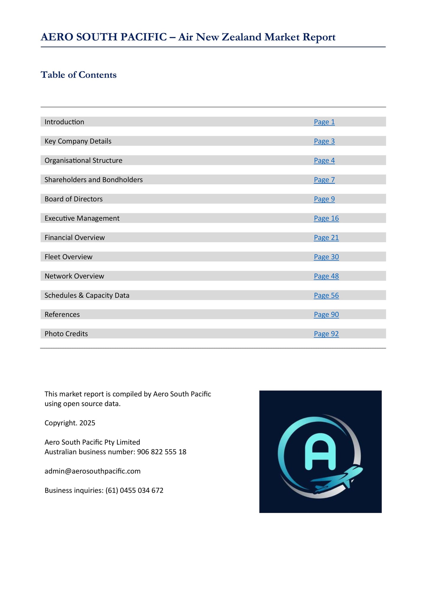 Air New Zealand Market Report - Summer 2025/26