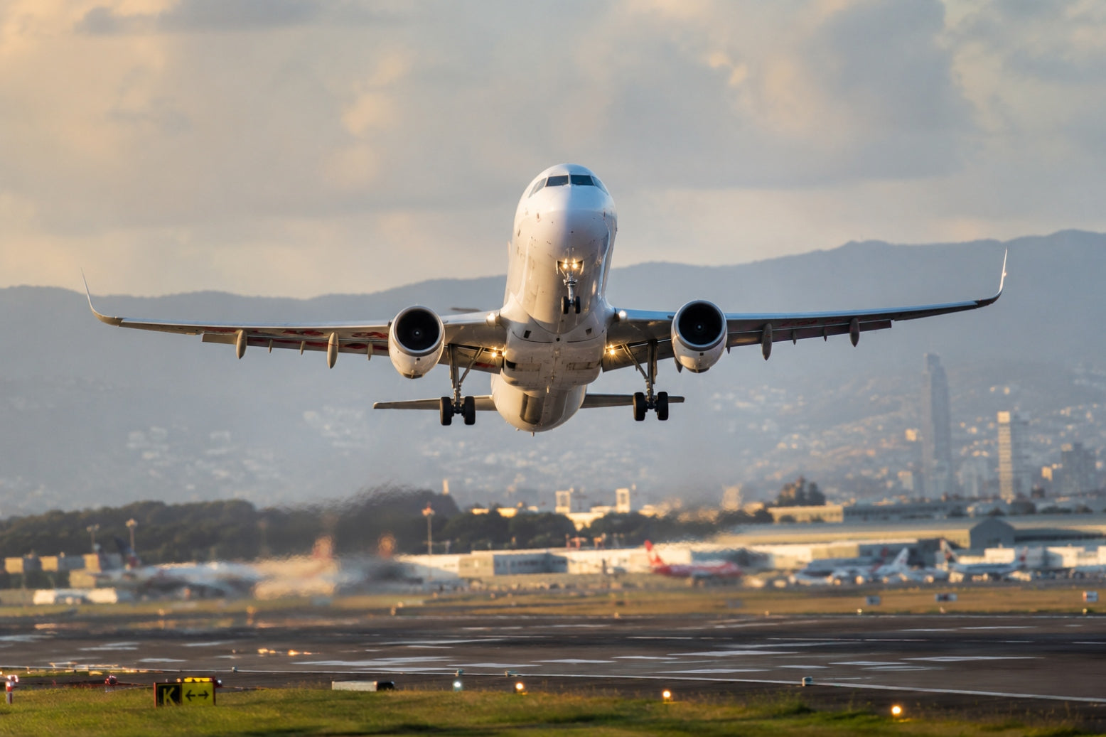 Jet taking off from airport
