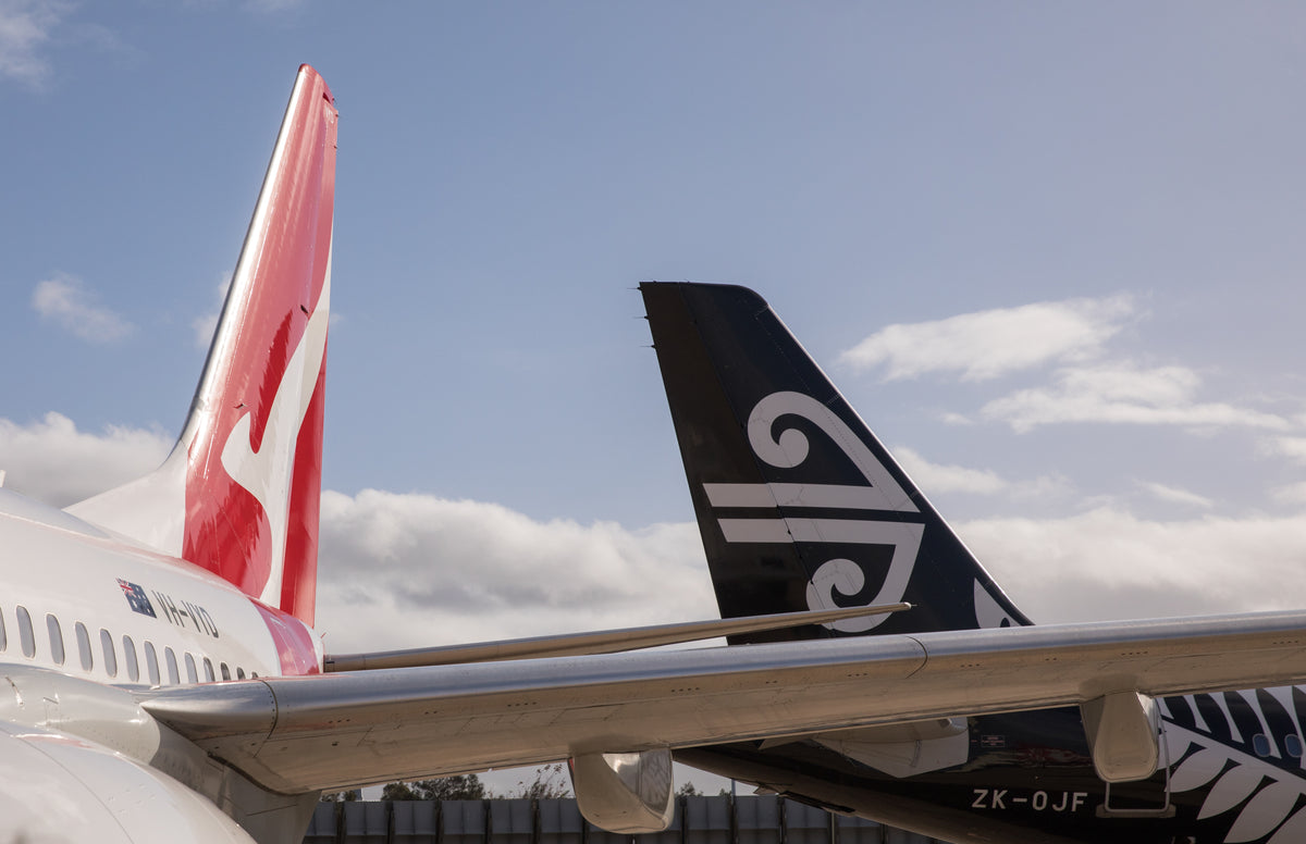 Qantas and Air New Zealand aircraft tails